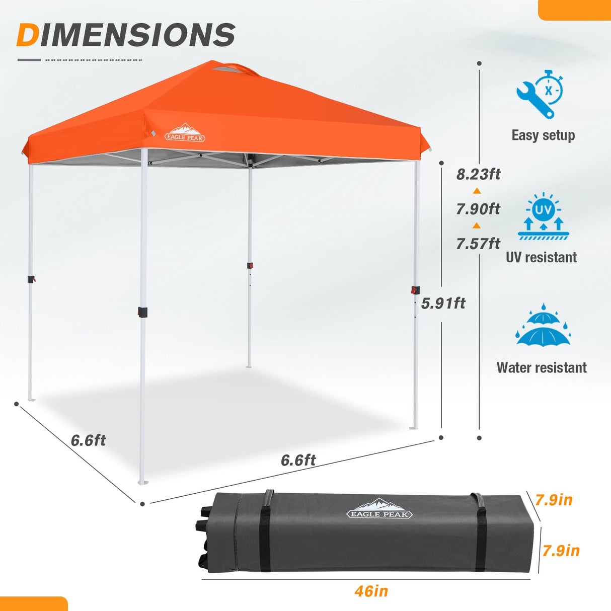 6.6x6.6 Pop Up Canopy Tent - Eagle Peak Custom Canopy Tent