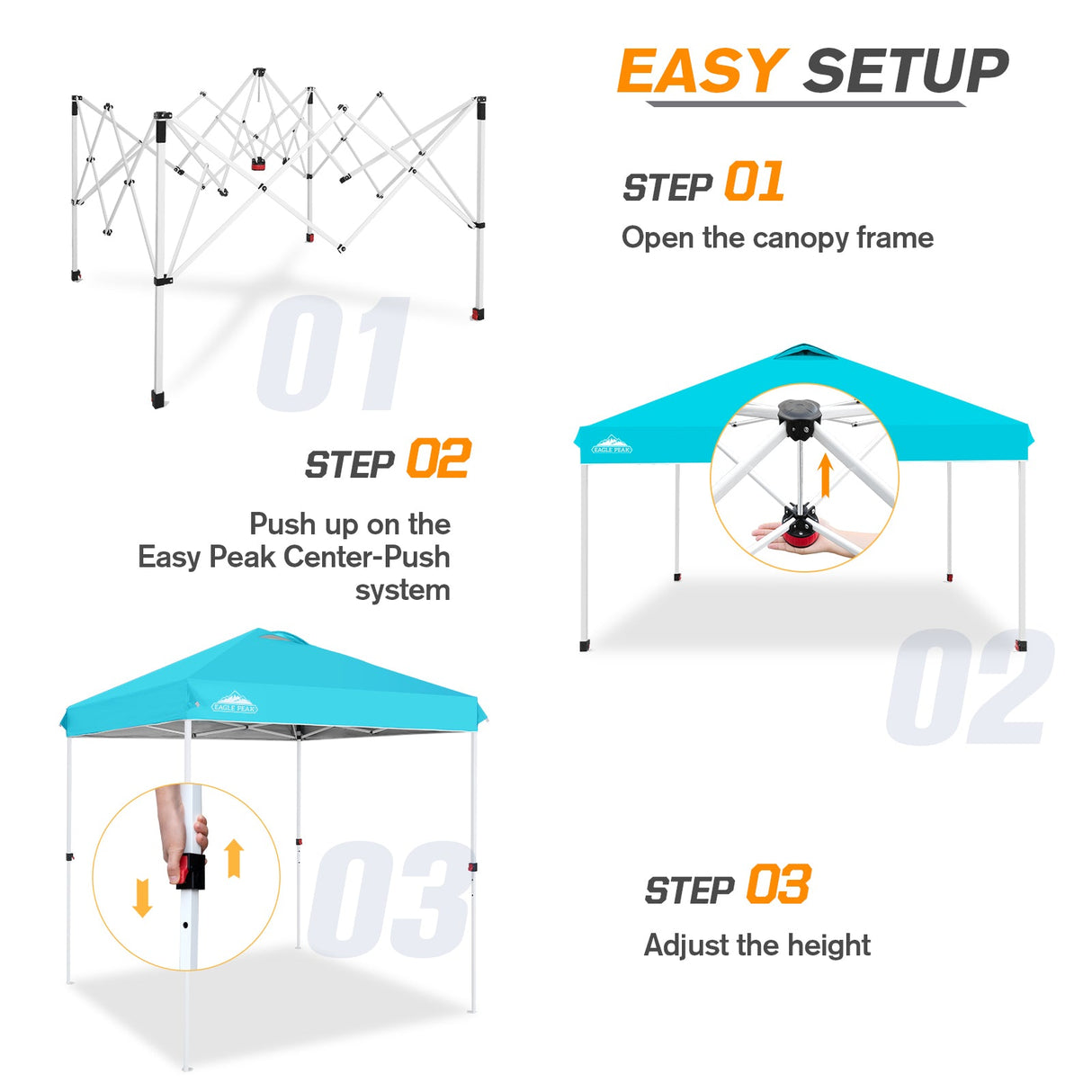 6.6x6.6 Pop Up Canopy Tent - Eagle Peak Custom Canopy Tent