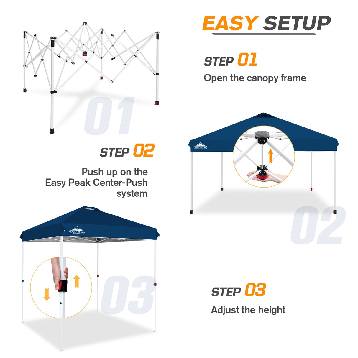 6.6x6.6 Pop Up Canopy Tent - Eagle Peak Custom Canopy Tent