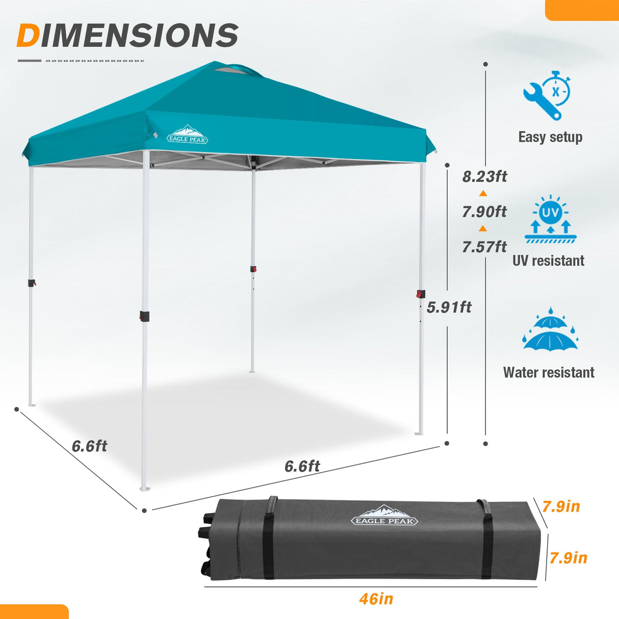 6.6x6.6 Pop Up Canopy Tent - Eagle Peak Custom Canopy Tent