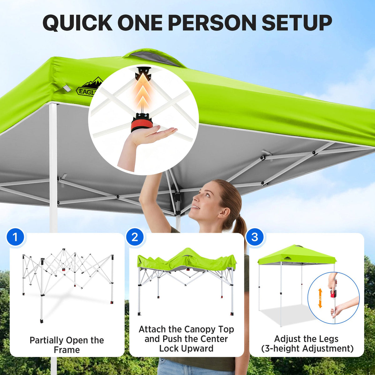 6.6x6.6 Pop Up Canopy Tent Easy Up Canopy Outdoor - Eagle Peak®