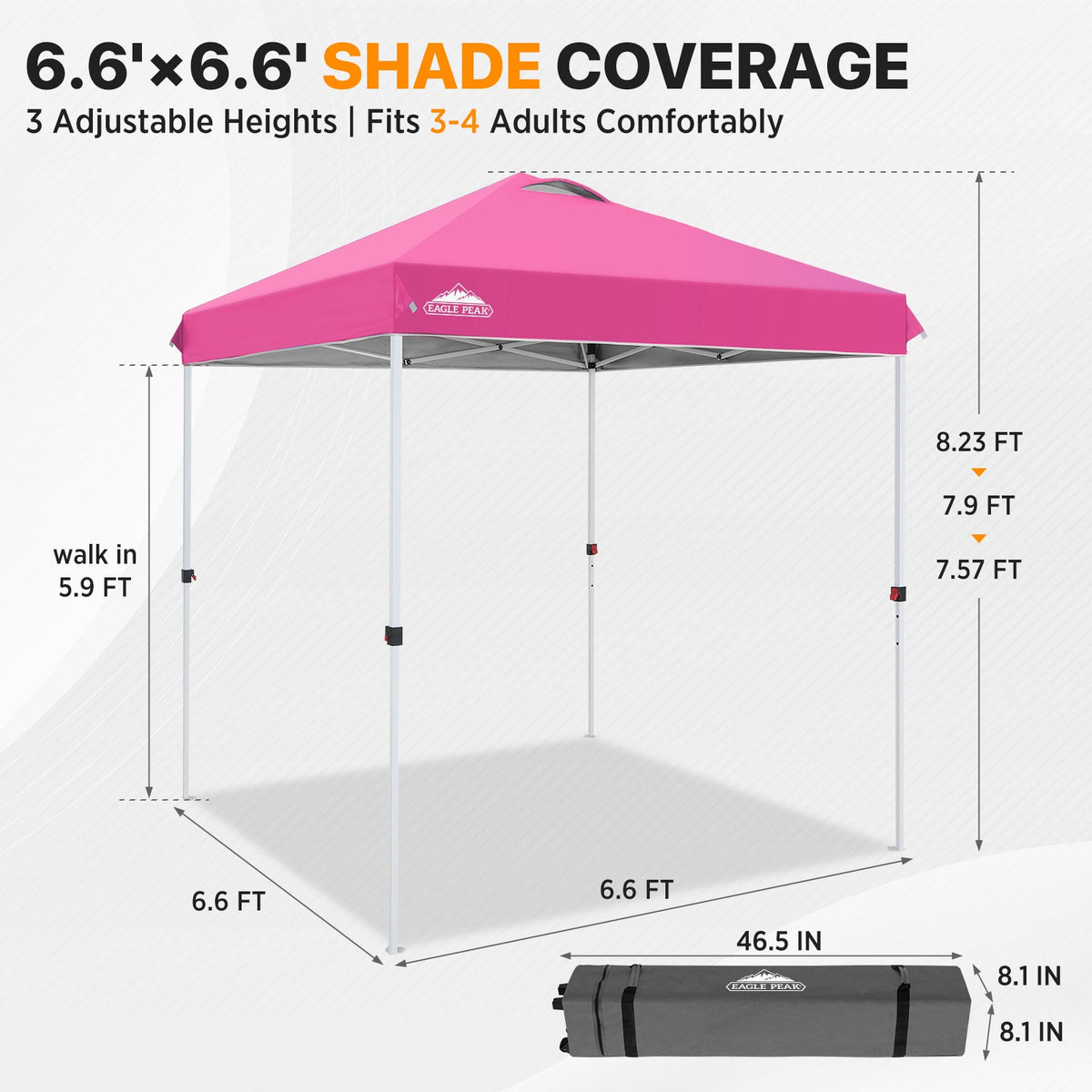 6.6x6.6 Pop Up Canopy Tent Easy Up Canopy Outdoor - Eagle Peak®