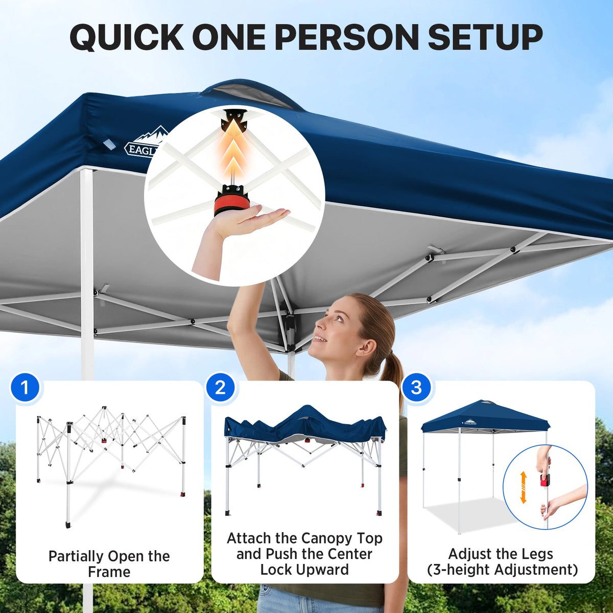 6.6x6.6 Pop Up Canopy Tent Easy Up Canopy Outdoor - Eagle Peak®