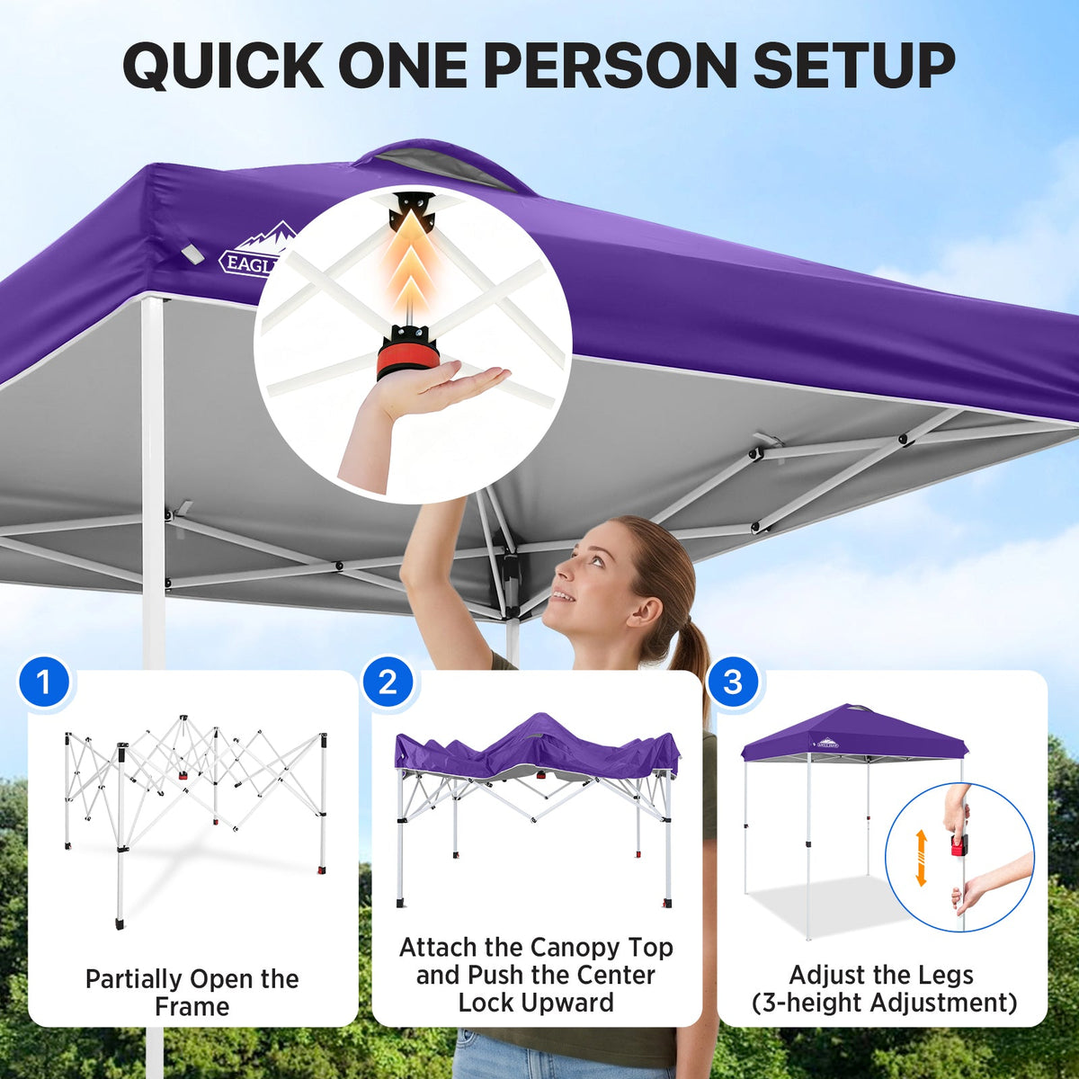 6.6x6.6 Pop Up Canopy Tent Easy Up Canopy Outdoor - Eagle Peak®