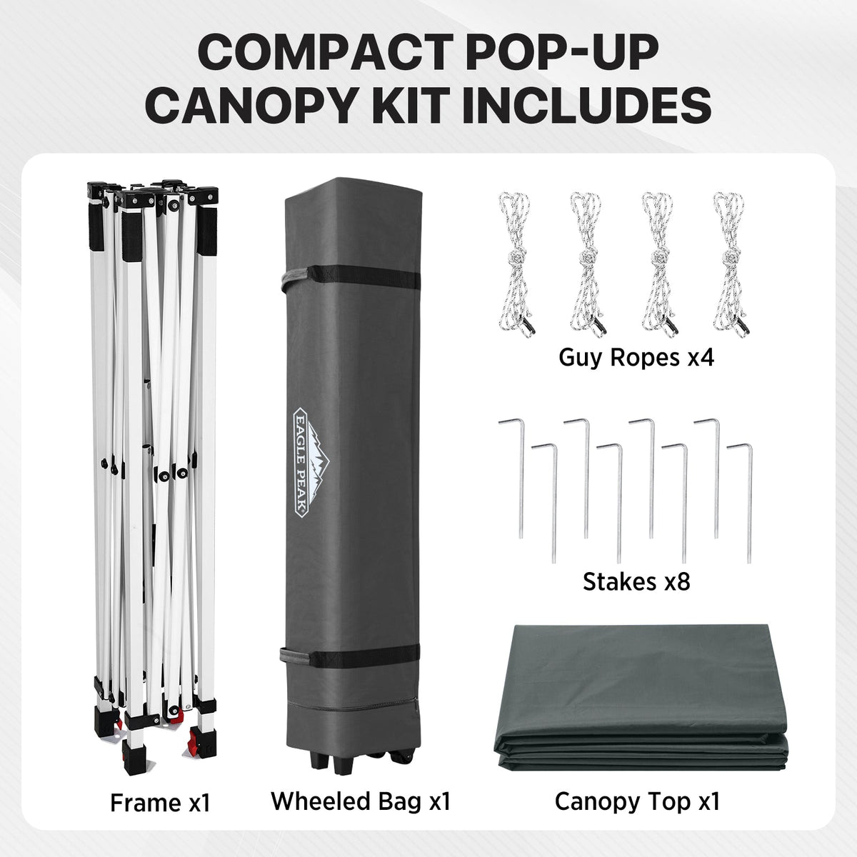 6.6x6.6 Pop Up Canopy Tent Easy Up Canopy Outdoor - Eagle Peak®
