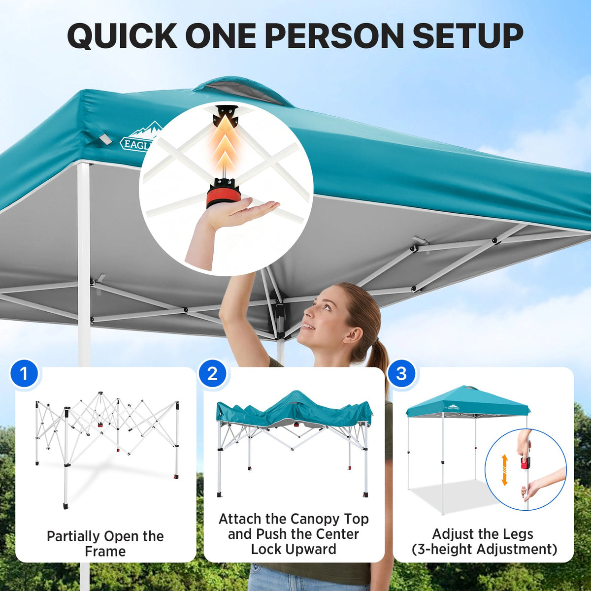6.6x6.6 Pop Up Canopy Tent Easy Up Canopy Outdoor - Eagle Peak®