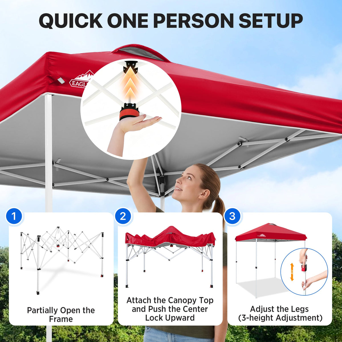 6.6x6.6 Pop Up Canopy Tent Easy Up Canopy Outdoor - Eagle Peak®