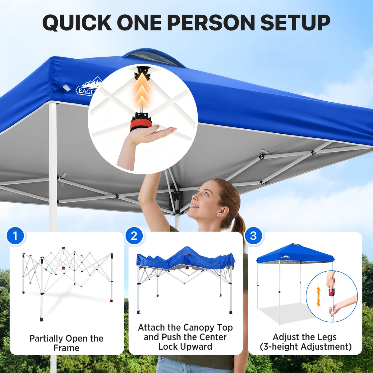 6.6x6.6 Pop Up Canopy Tent Easy Up Canopy Outdoor - Eagle Peak®