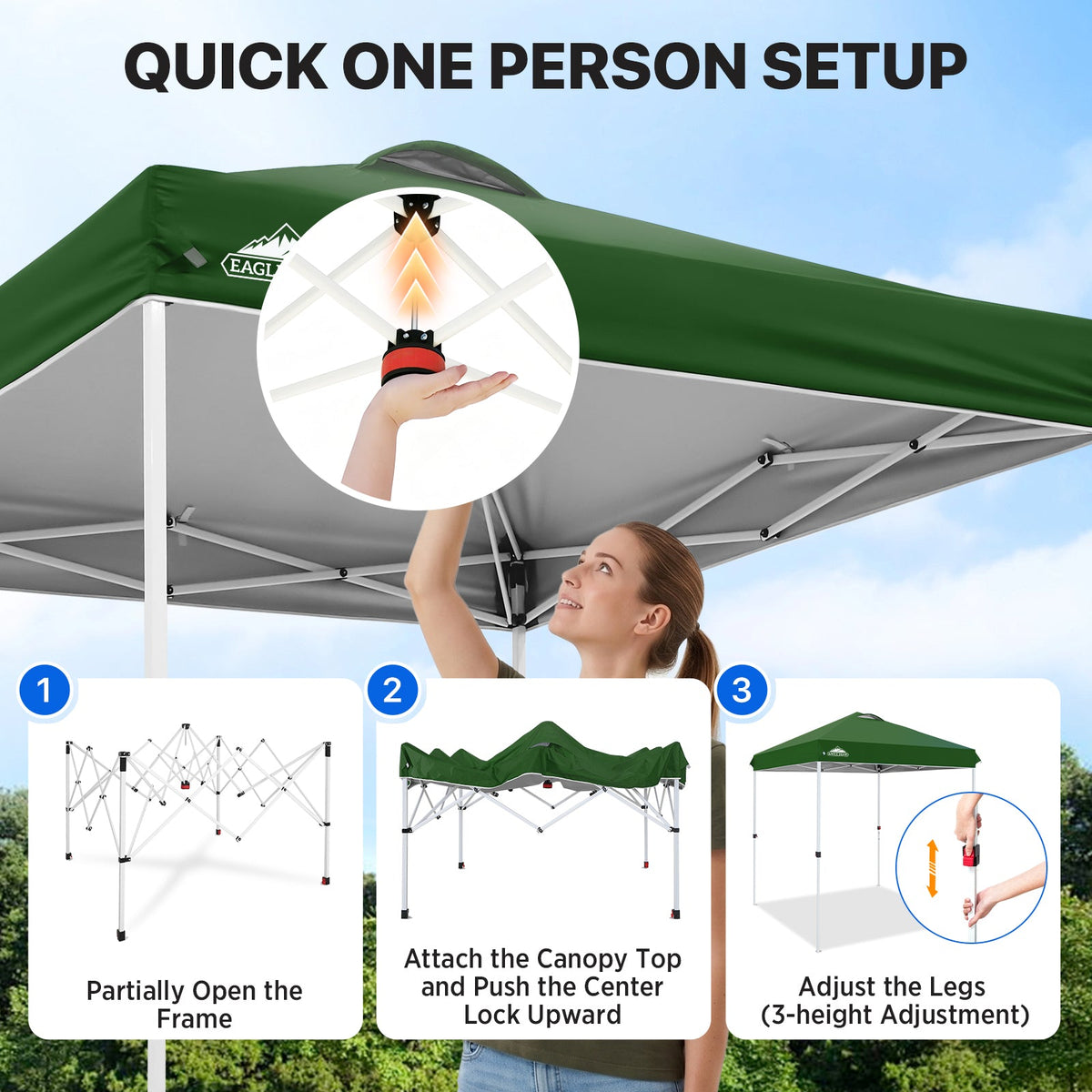 6.6x6.6 Pop Up Canopy Tent Easy Up Canopy Outdoor - Eagle Peak®