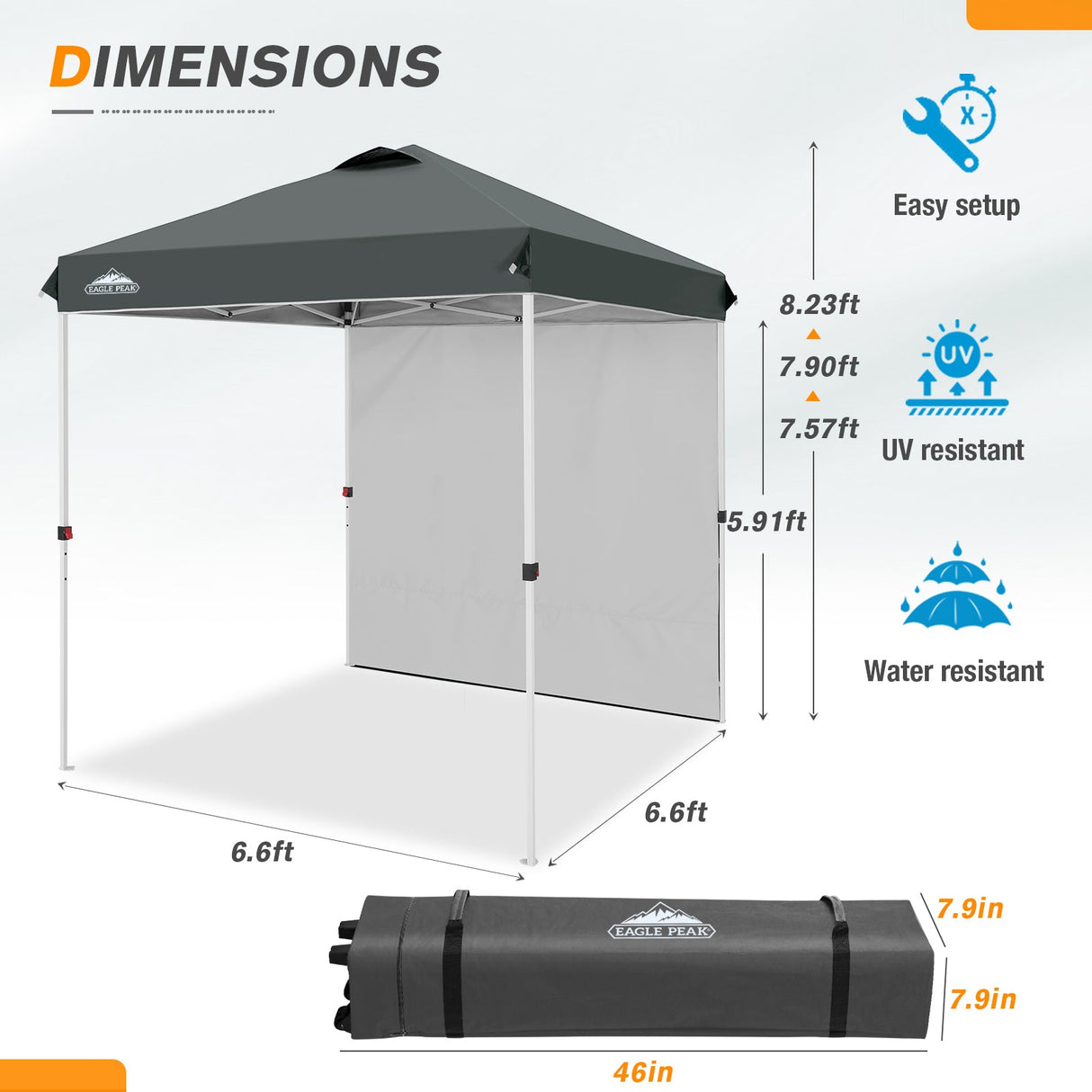 6.6x6.6 Pop Up Canopy Tent with Sidewall - Eagle Peak Custom Canopy Tent