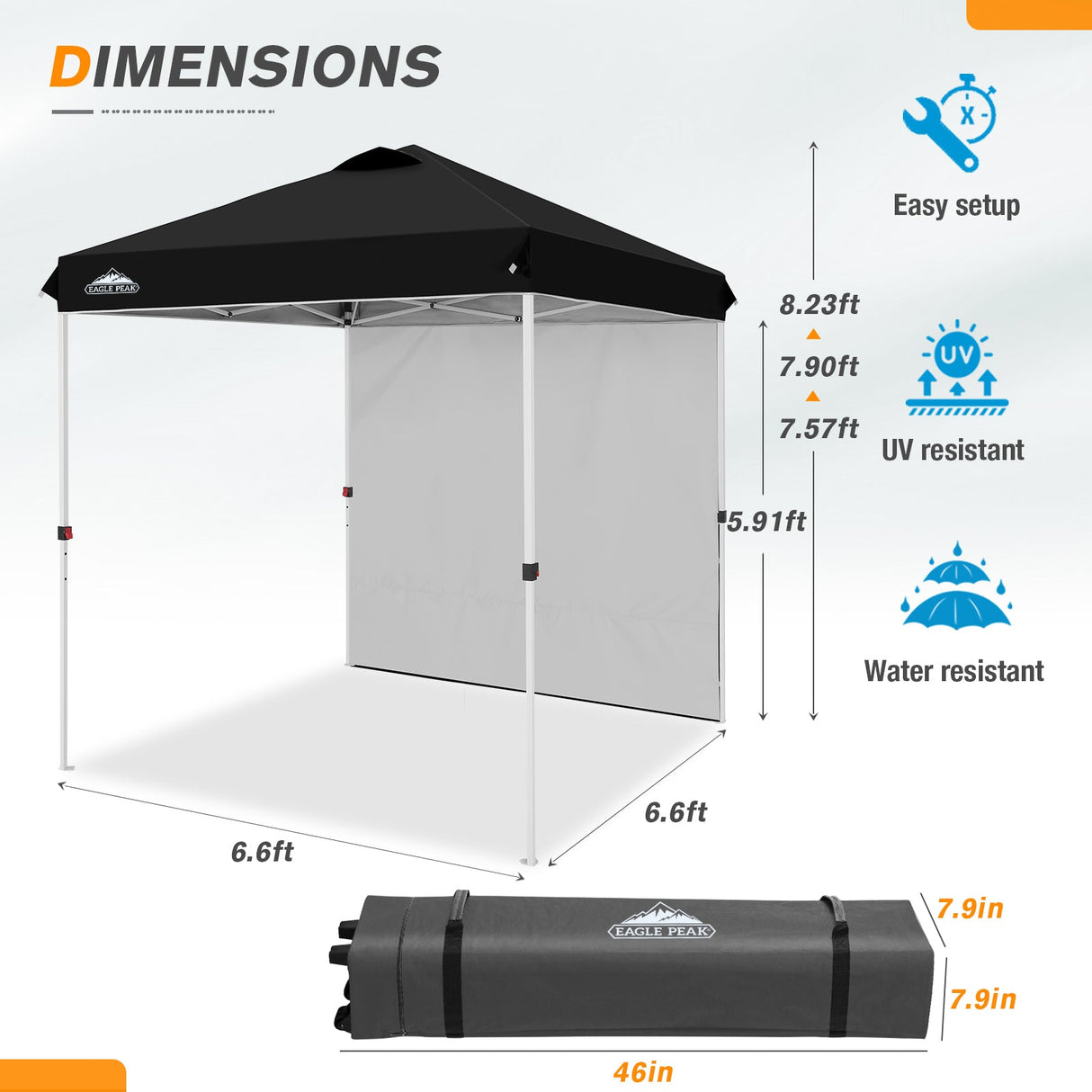 6.6x6.6 Pop Up Canopy Tent with Sidewall - Eagle Peak Custom Canopy Tent