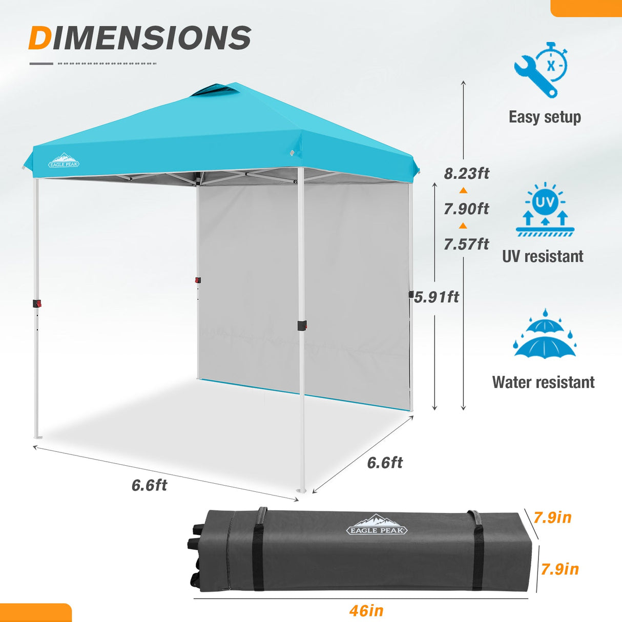 6.6x6.6 Pop Up Canopy Tent with Sidewall - Eagle Peak Custom Canopy Tent