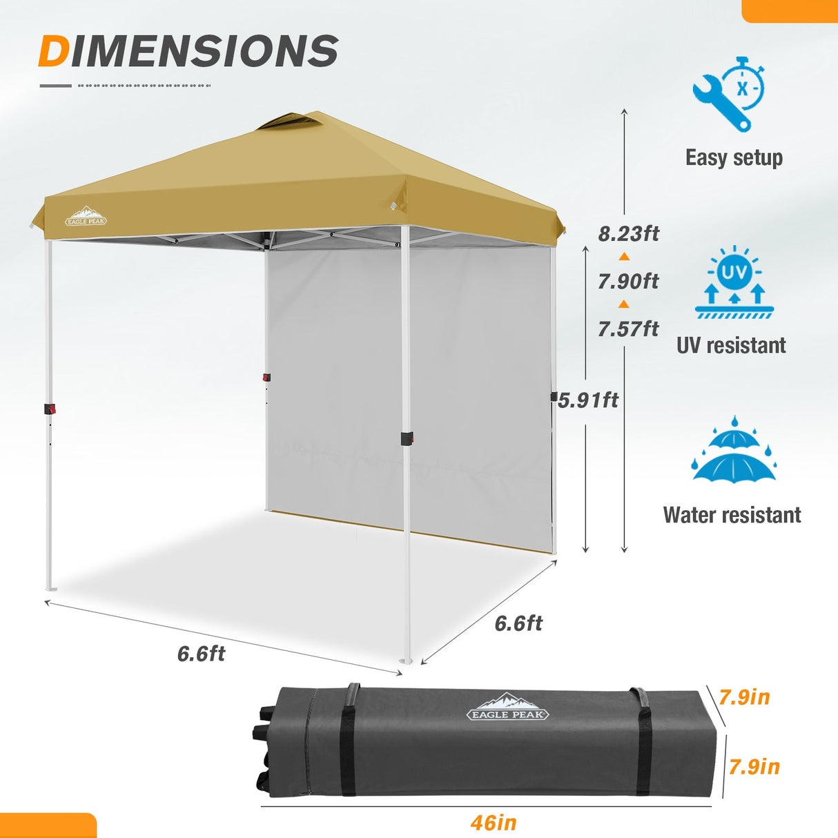 6.6x6.6 Pop Up Canopy Tent with Sidewall - Eagle Peak Custom Canopy Tent