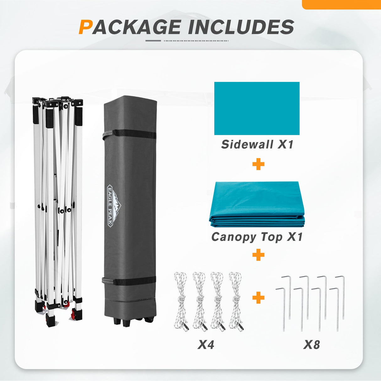 6.6x6.6 Pop Up Canopy Tent with Sidewall - Eagle Peak Custom Canopy Tent