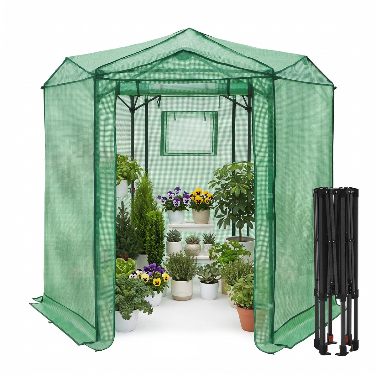 6.6x6.6/8.5x8.5 Easy Setup Pop Up Greenhouse, Hexagon - Eagle Peak®