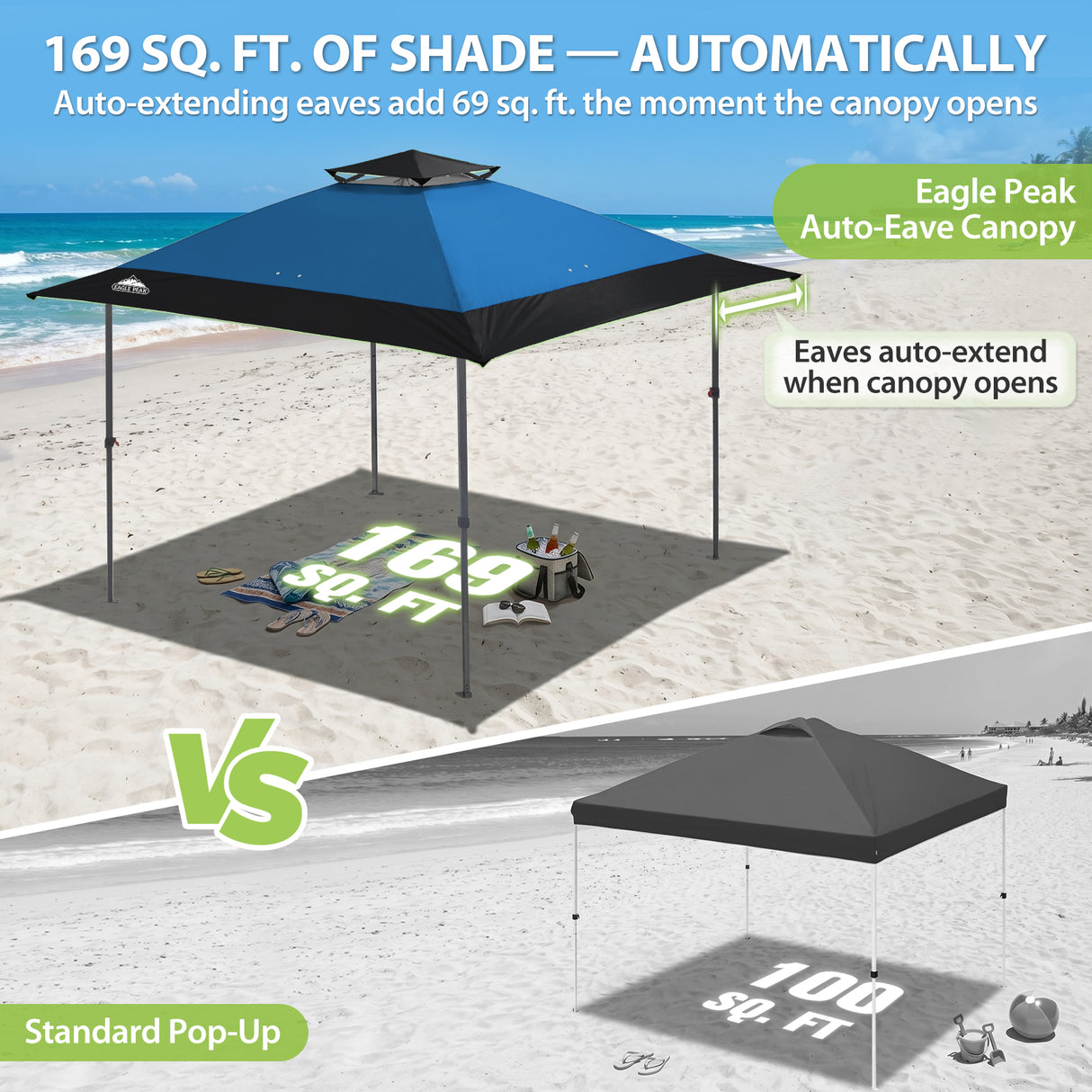 13x13 Straight Leg Pop Up Canopy Tent with 169 sqft of Shade
