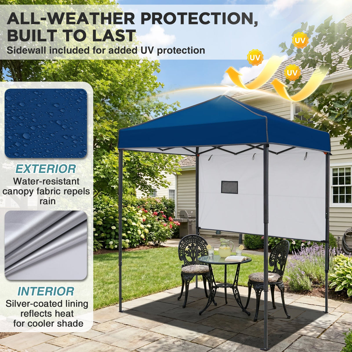 6x4 ft Instant Pop Up Canopy with Adjustable Sun Wall - Eagle Peak®