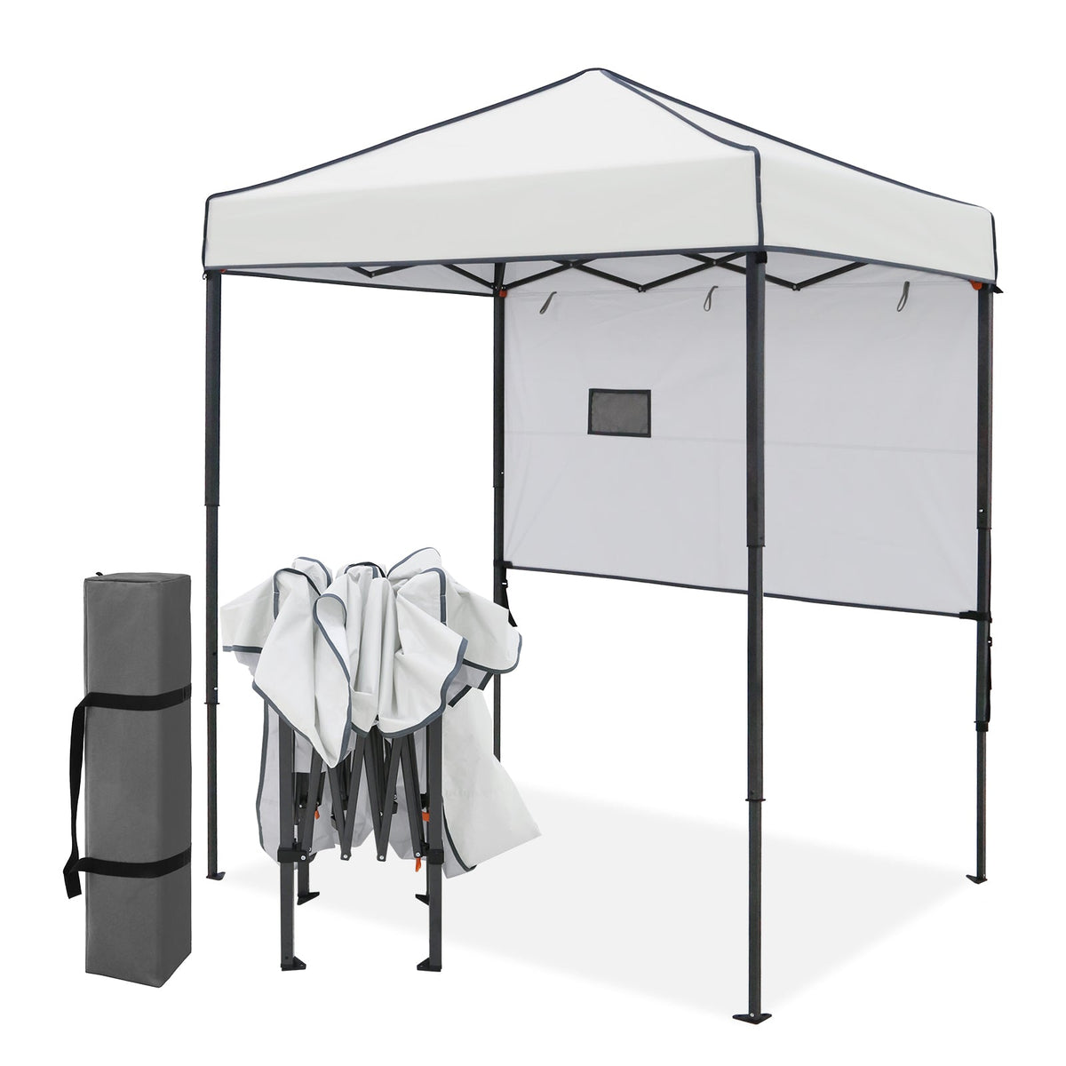 6x4 Instant Pop Up Canopy Tent with 1 Half Wall White