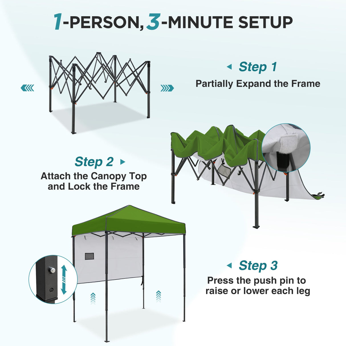 6x4 ft Instant Pop Up Canopy with Adjustable Sun Wall - Eagle Peak®