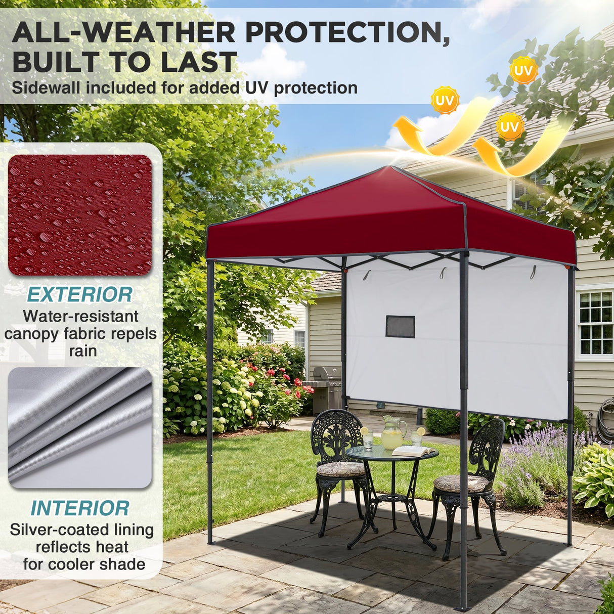 6x4 ft Instant Pop Up Canopy with Adjustable Sun Wall - Eagle Peak®