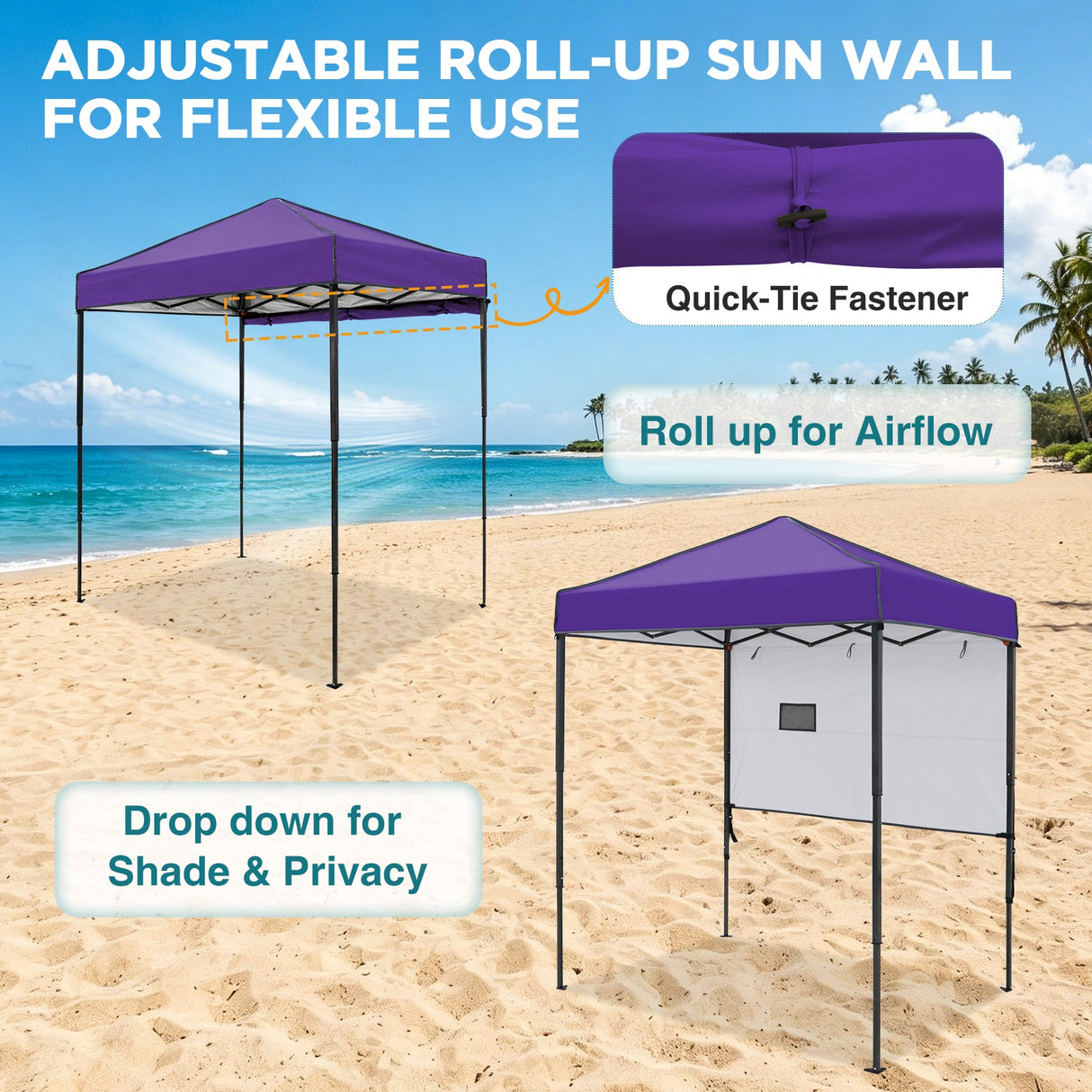 6x4 ft Instant Pop Up Canopy with Adjustable Sun Wall - Eagle Peak®
