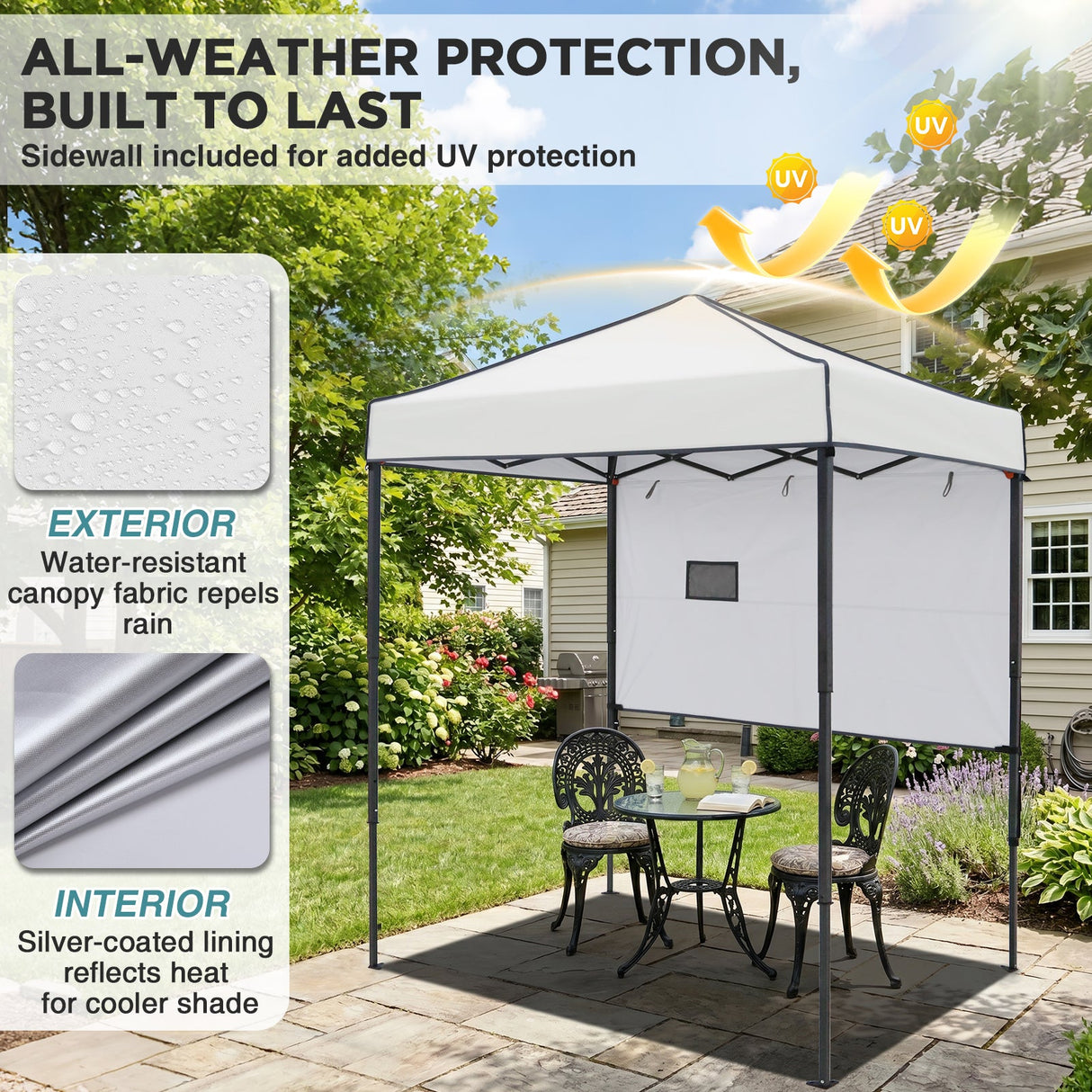 6x4 ft Instant Pop Up Canopy with Adjustable Sun Wall - Eagle Peak®