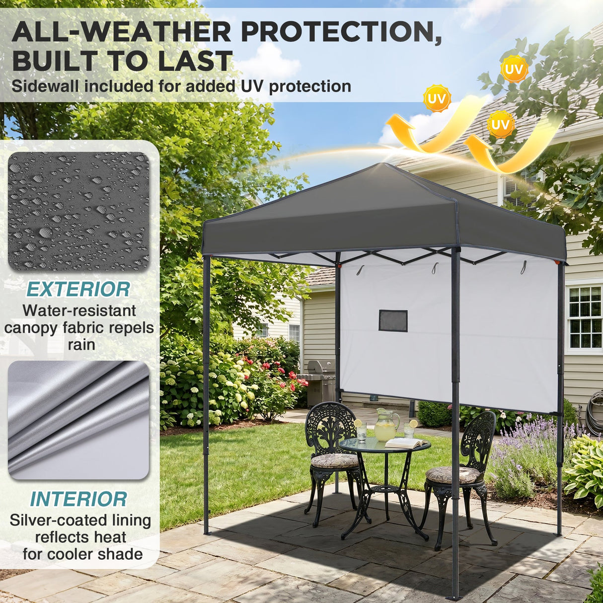 6x4 ft Instant Pop Up Canopy with Adjustable Sun Wall - Eagle Peak®