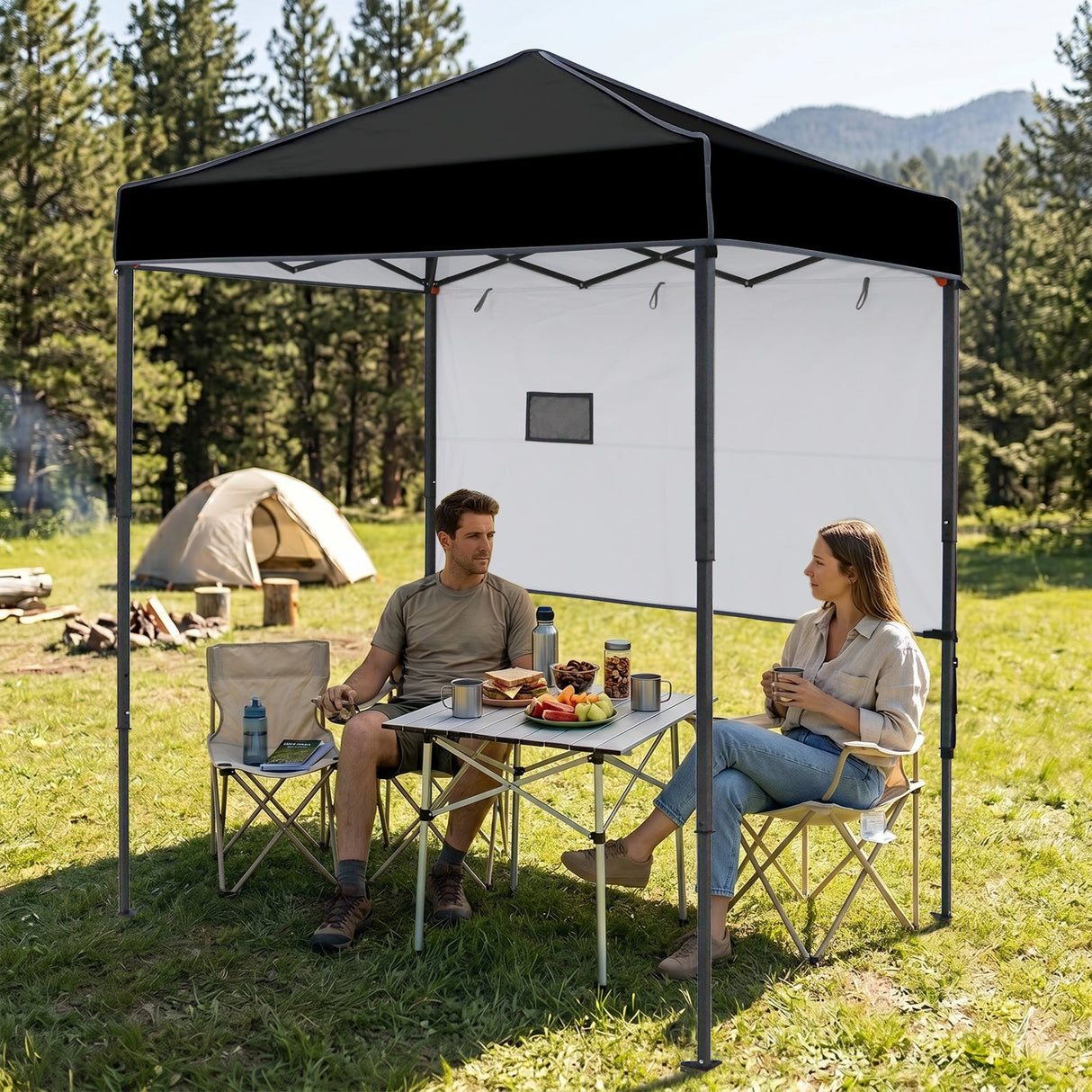 6x4 ft Instant Pop Up Canopy with Adjustable Sun Wall - Eagle Peak®