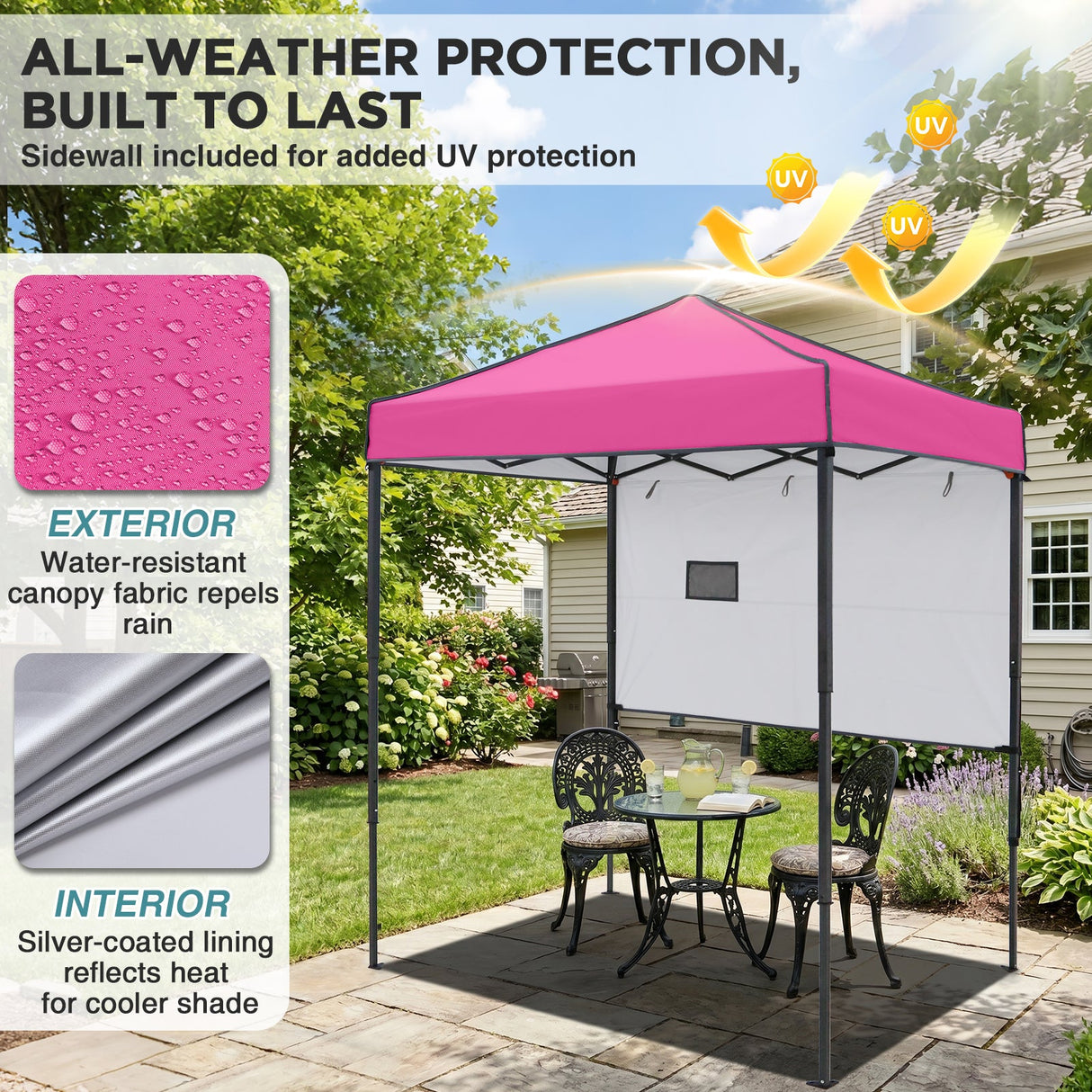 6x4 ft Instant Pop Up Canopy with Adjustable Sun Wall - Eagle Peak®