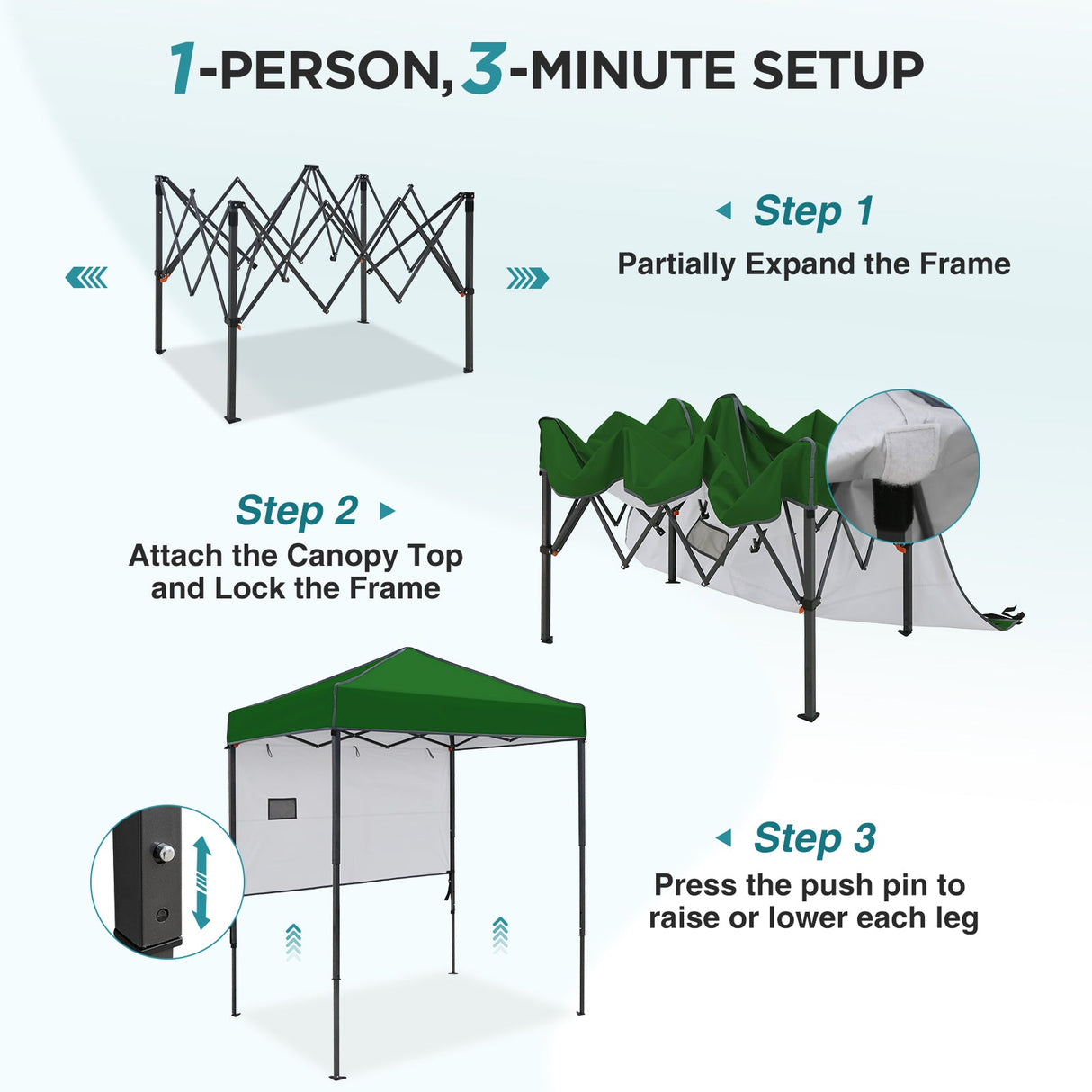 6x4 ft Instant Pop Up Canopy with Adjustable Sun Wall - Eagle Peak®
