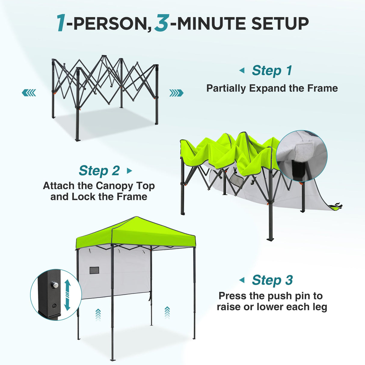 6x4 ft Instant Pop Up Canopy with Adjustable Sun Wall - Eagle Peak®