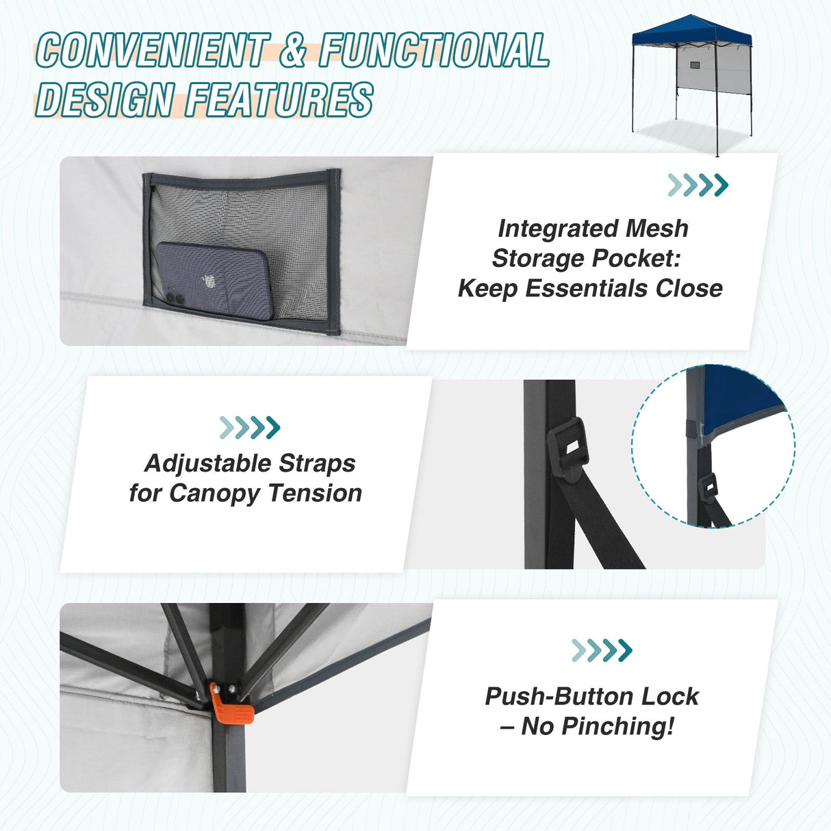 6x4 ft Instant Pop Up Canopy with Adjustable Sun Wall - Eagle Peak Custom Canopy Tent
