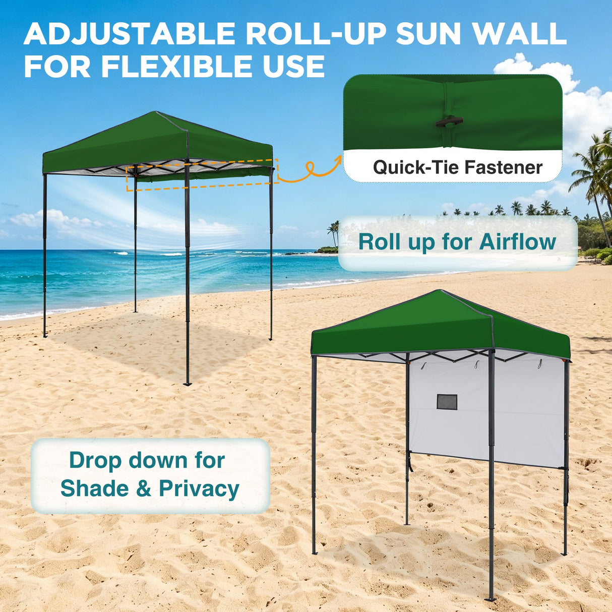 6x4 ft Instant Pop Up Canopy with Adjustable Sun Wall - Eagle Peak®