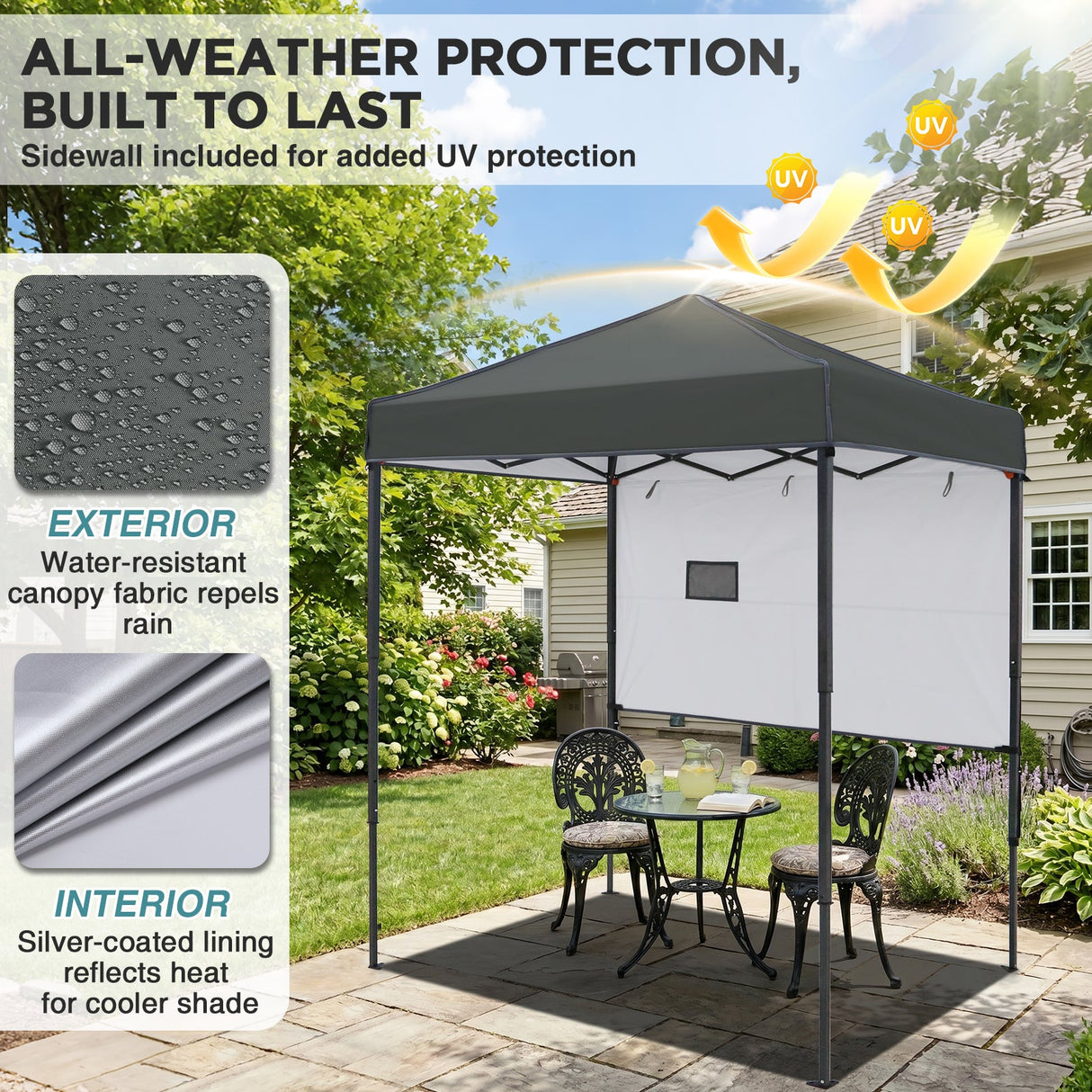 6x4 ft Instant Pop Up Canopy with Adjustable Sun Wall - Eagle Peak®