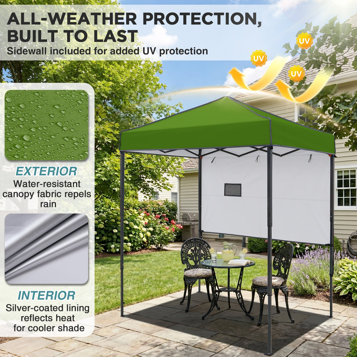6x4 ft Instant Pop Up Canopy with Adjustable Sun Wall - Eagle Peak®