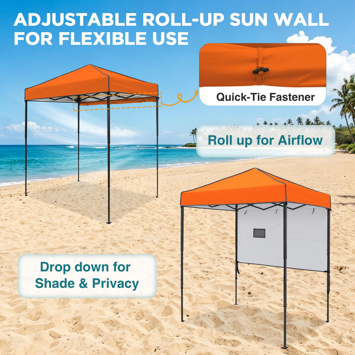 6x4 ft Instant Pop Up Canopy with Adjustable Sun Wall - Eagle Peak®