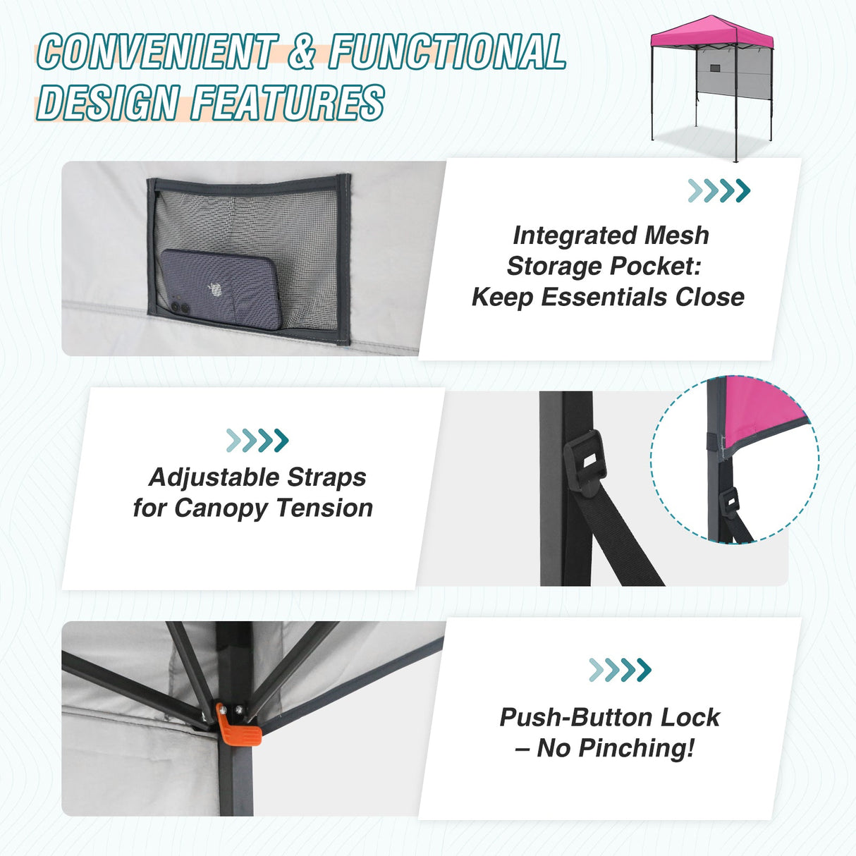 6x4 ft Instant Pop Up Canopy with Adjustable Sun Wall - Eagle Peak
