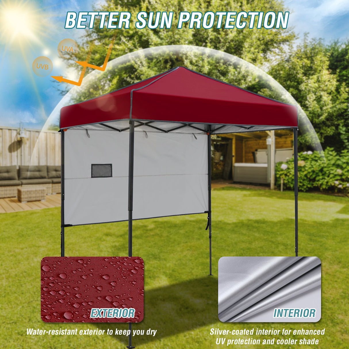 6x4 ft Instant Pop Up Canopy with Adjustable Sun Wall - Eagle Peak Custom Canopy Tent