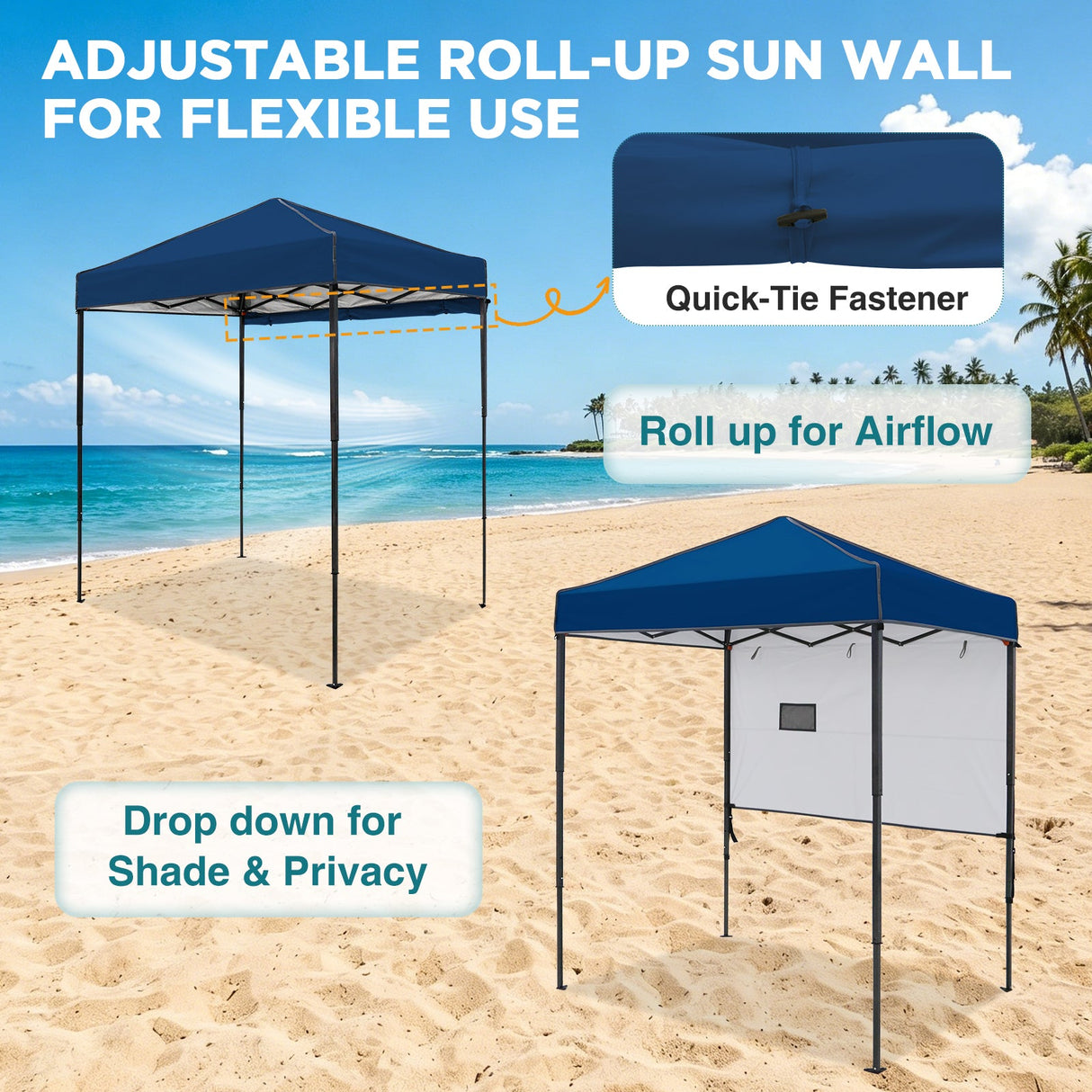 6x4 ft Instant Pop Up Canopy with Adjustable Sun Wall - Eagle Peak®