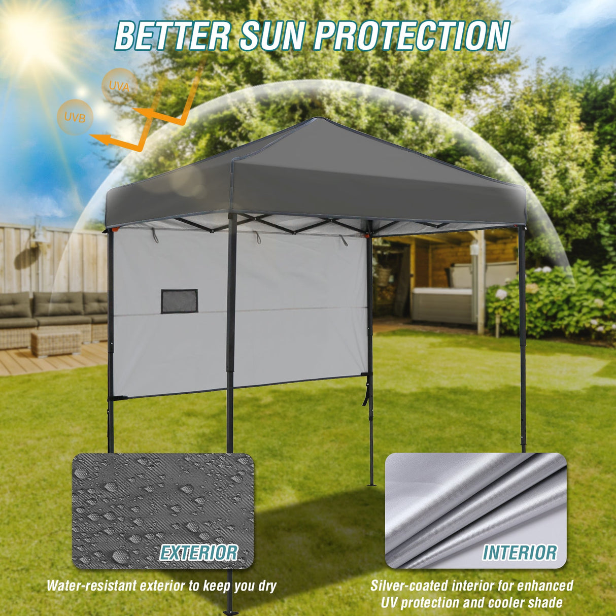 6x4 ft Instant Pop Up Canopy with Adjustable Sun Wall - Eagle Peak Custom Canopy Tent