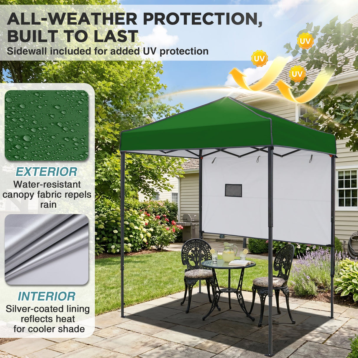6x4 ft Instant Pop Up Canopy with Adjustable Sun Wall - Eagle Peak®