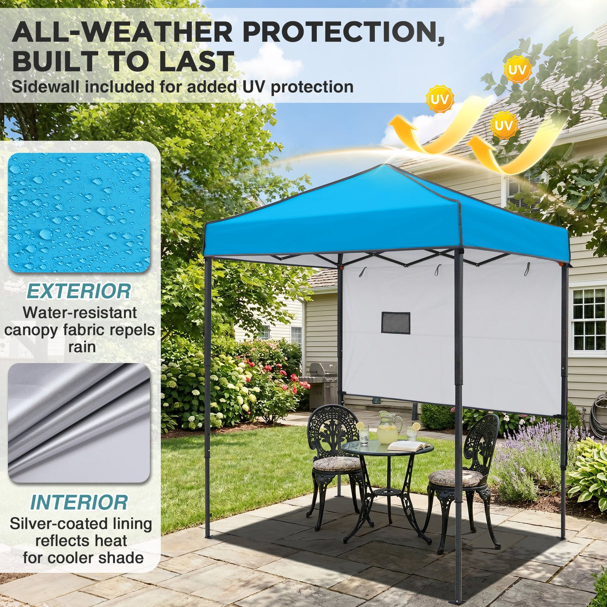 6x4 ft Instant Pop Up Canopy with Adjustable Sun Wall - Eagle Peak®