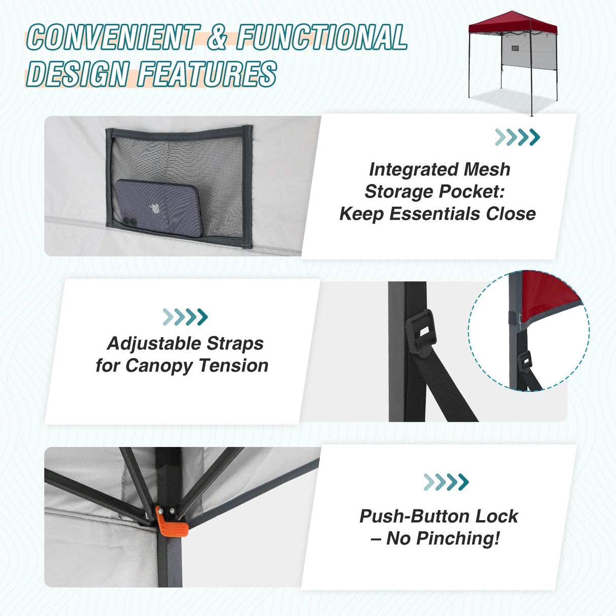 6x4 ft Instant Pop Up Canopy with Adjustable Sun Wall - Eagle Peak Custom Canopy Tent