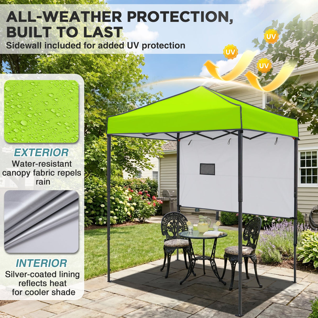 6x4 ft Instant Pop Up Canopy with Adjustable Sun Wall - Eagle Peak®