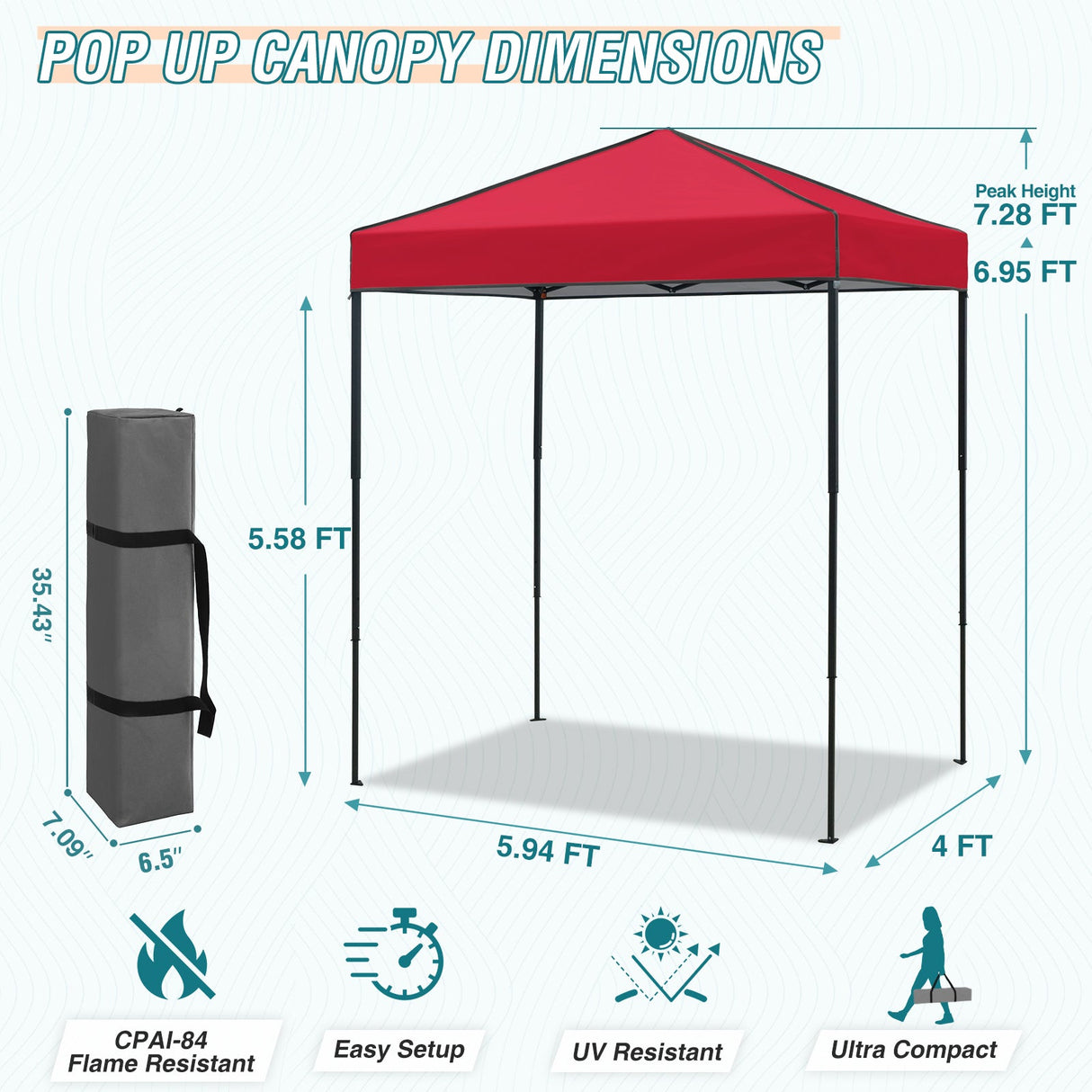 6x4 Instant Pop Up Canopy Tent - Eagle Peak Custom Canopy Tent