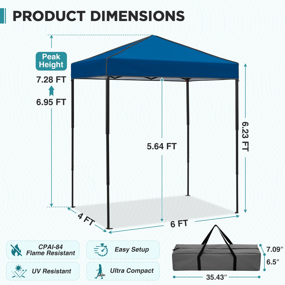 6x4 Instant Pop Up Canopy Tent - Eagle Peak®
