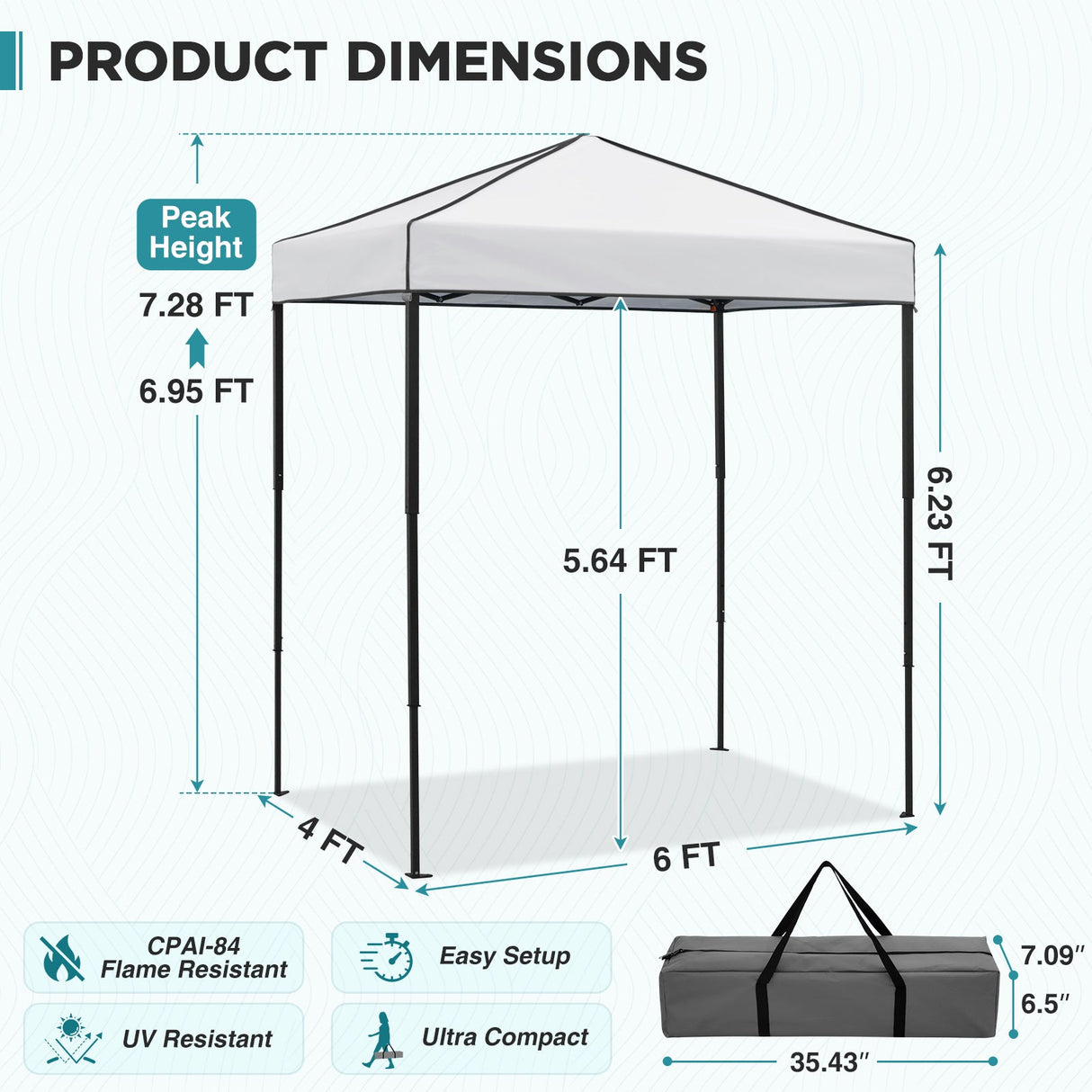 6x4 Instant Pop Up Canopy Tent - Eagle Peak®