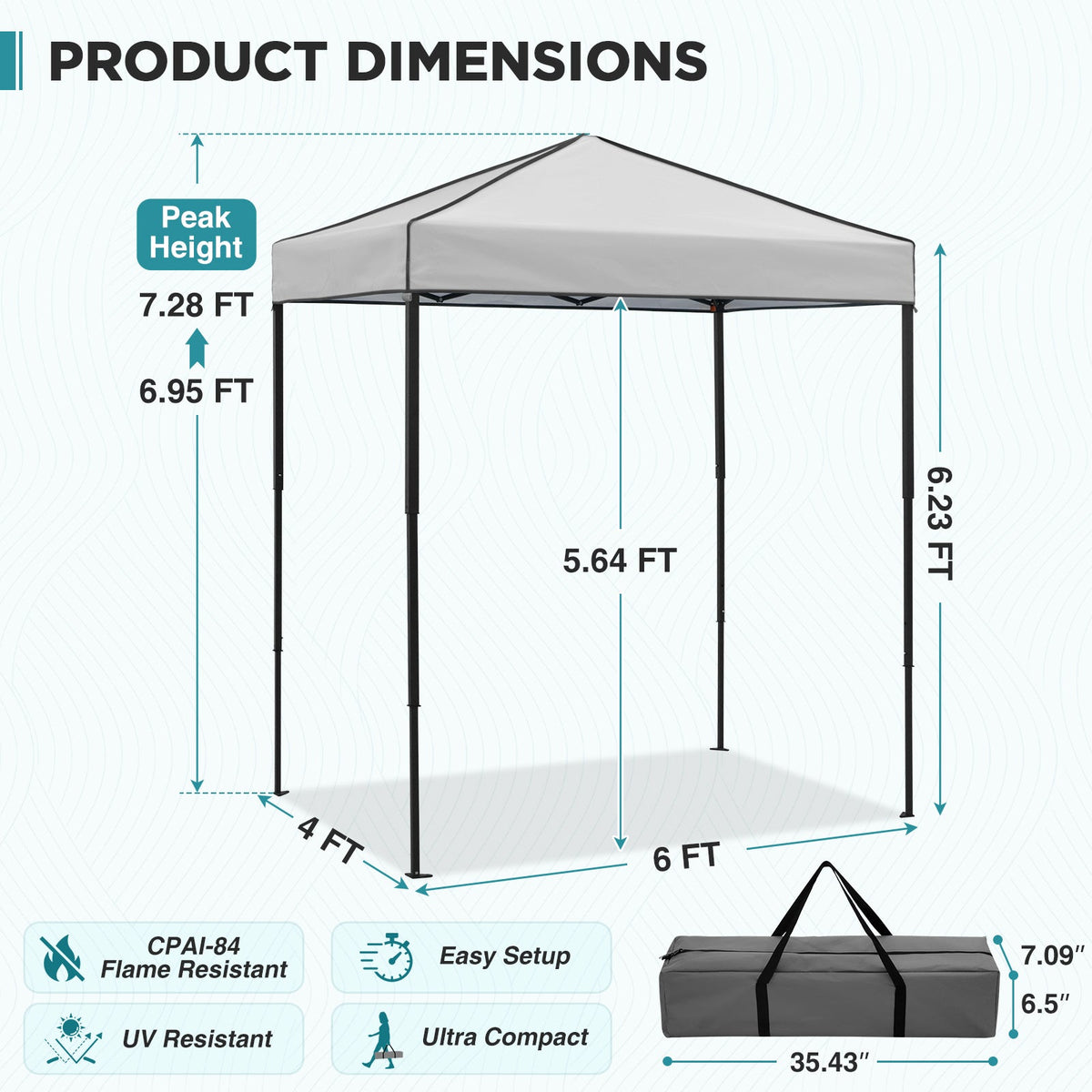 6x4 Instant Pop Up Canopy Tent - Eagle Peak®