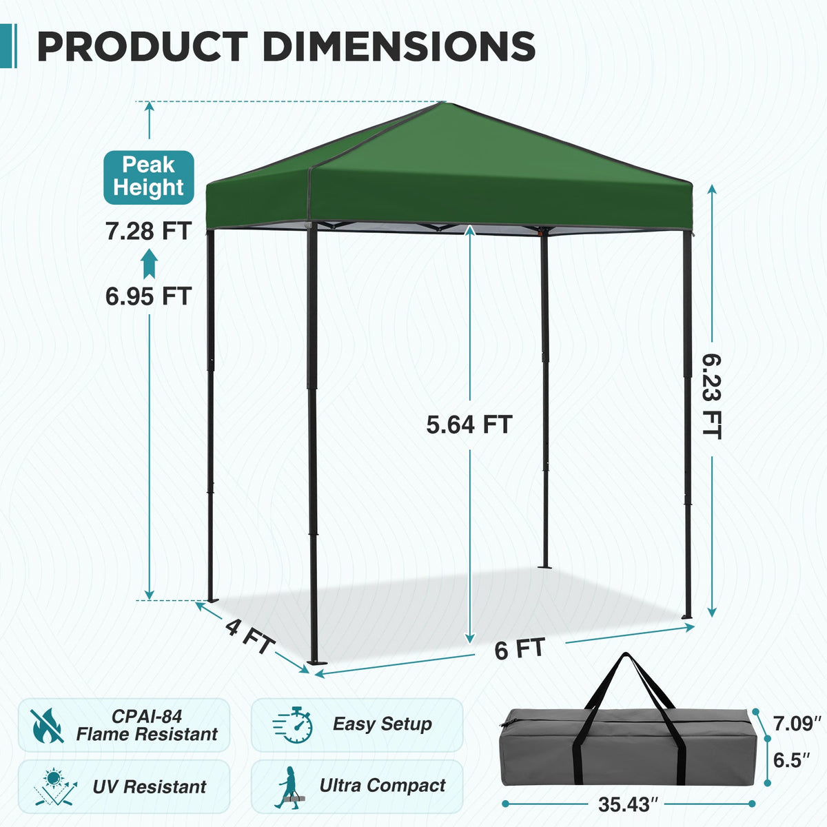 6x4 Instant Pop Up Canopy Tent - Eagle Peak®