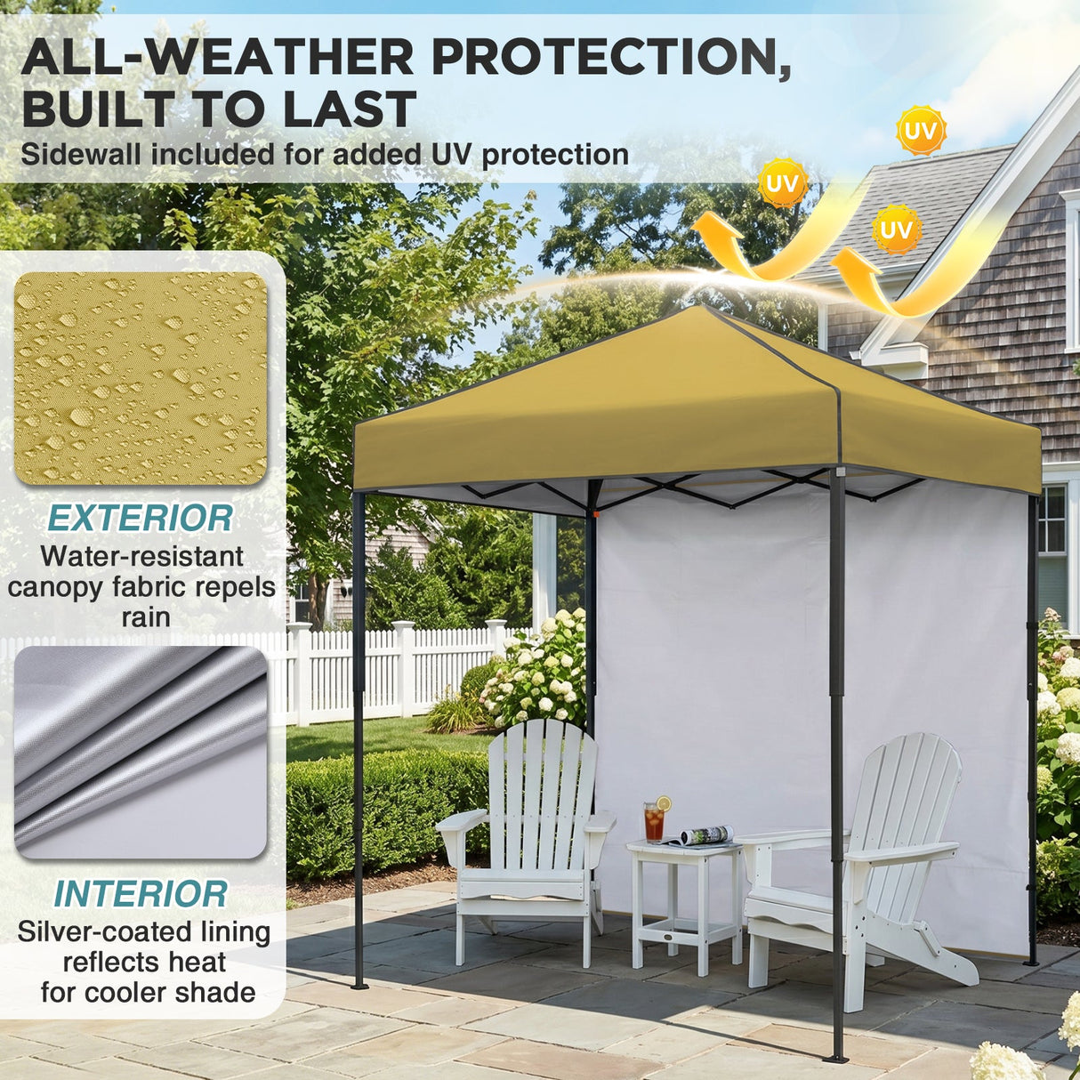 6x4 Instant Pop Up Canopy Tent with 1 Side Wall Panel - Eagle Peak®